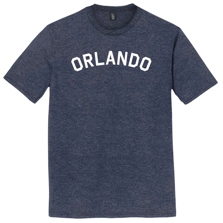 Orlando Text White Font Mens Tri-Blend DTG T-shirt - Navy Blue Heather