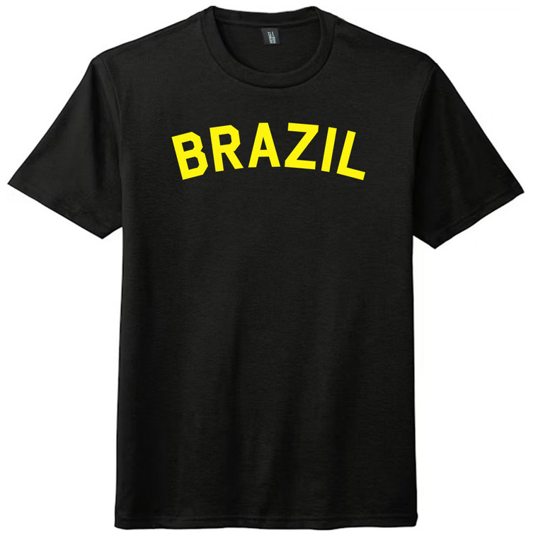 Brazil Country Name Mens Tri-Blend DTG T-shirt - Black Solid