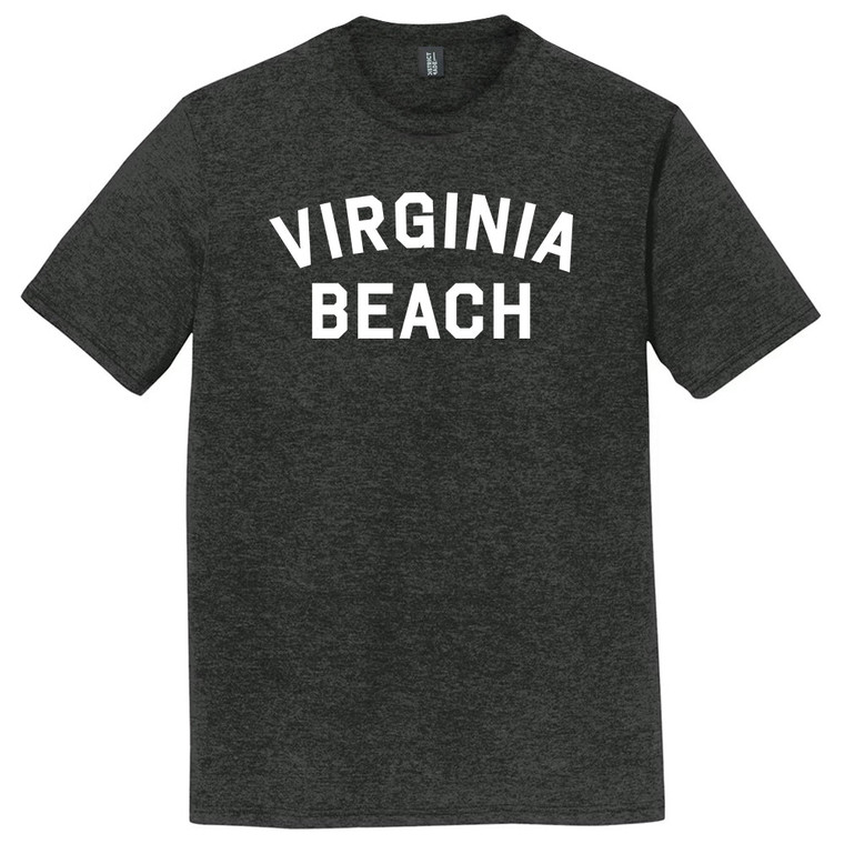 Virginia Beach Text White Font Mens Tri-Blend DTG T-shirt - Black Heather