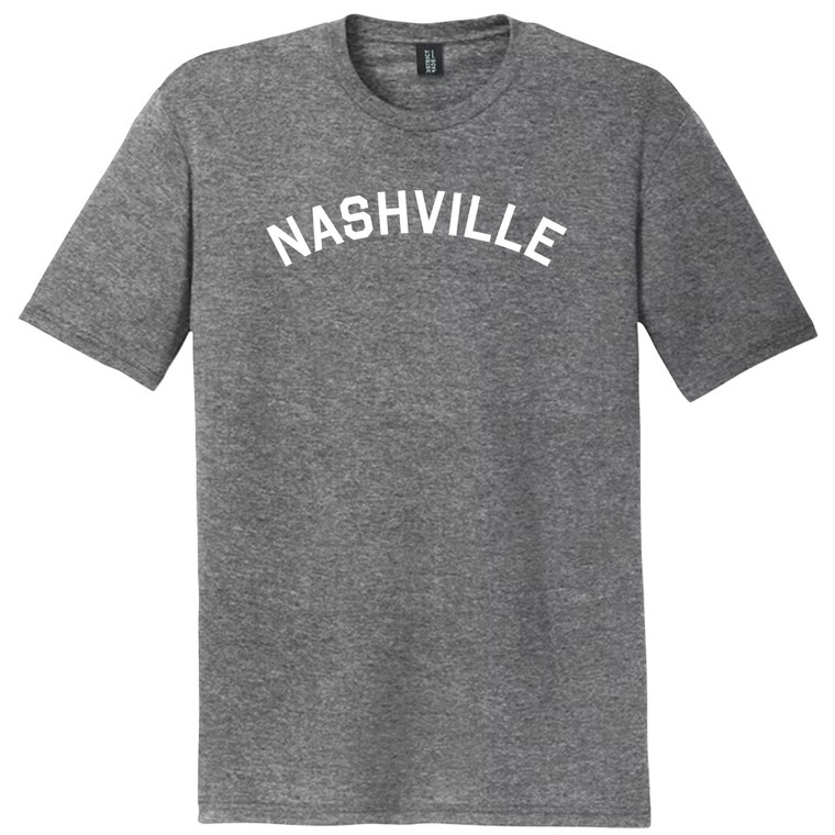 Nashville Text White Font Mens Tri-Blend DTG T-shirt - Grey Heather