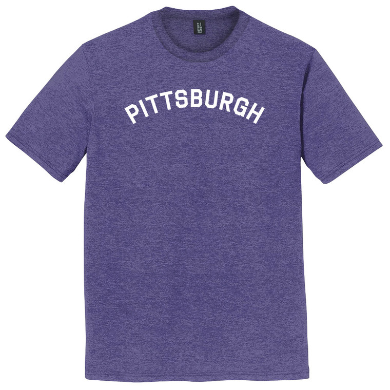 Pittsburgh Text White Font Mens Tri-Blend DTG T-shirt - Purple Heather