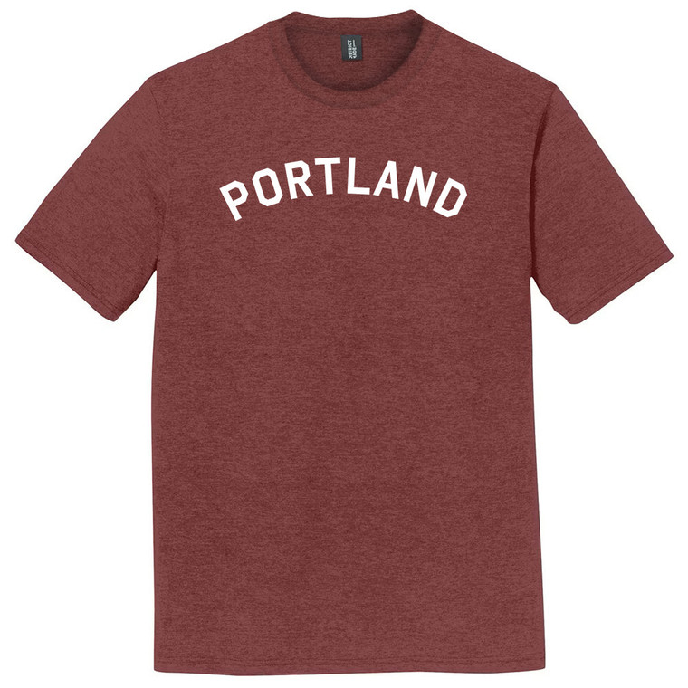 Portland Text White Font Mens Tri-Blend DTG T-shirt - Maroon Heather