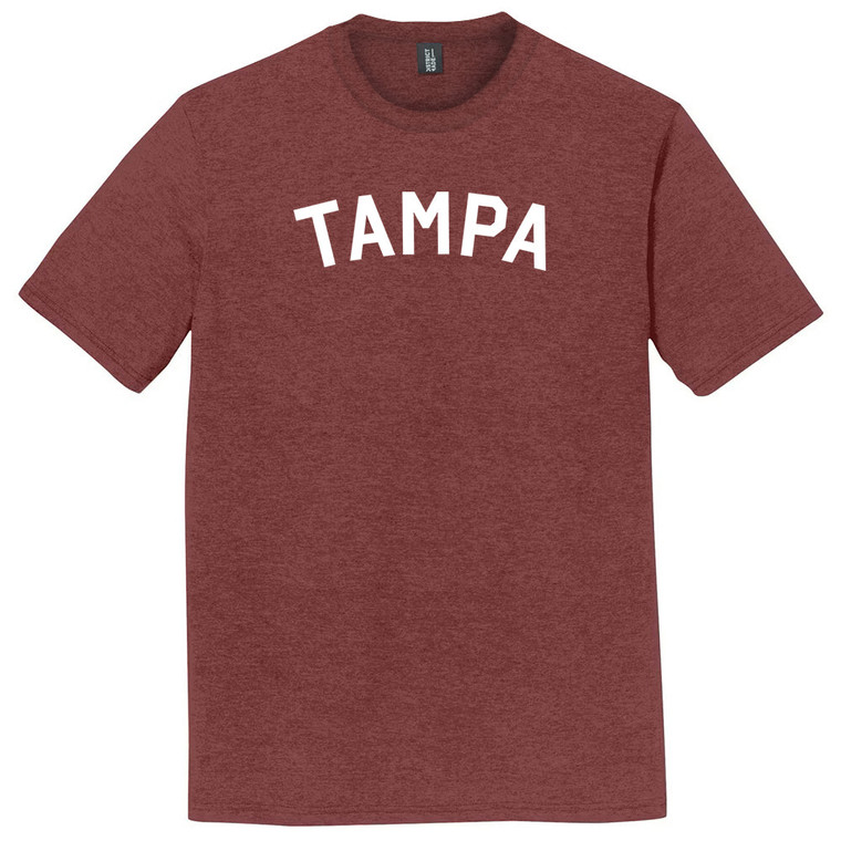 Tampa Text White Font Mens Tri-Blend DTG T-shirt - Maroon Heather