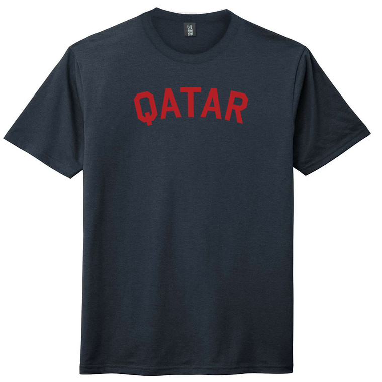 Qatar Country Name Mens Tri-Blend DTG T-shirt - Navy Blue Solid