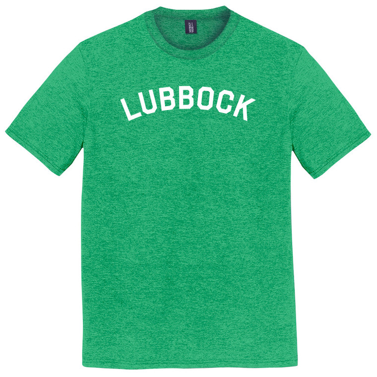 Lubbock Text White Font Mens Tri-Blend DTG T-shirt - Green Kelly