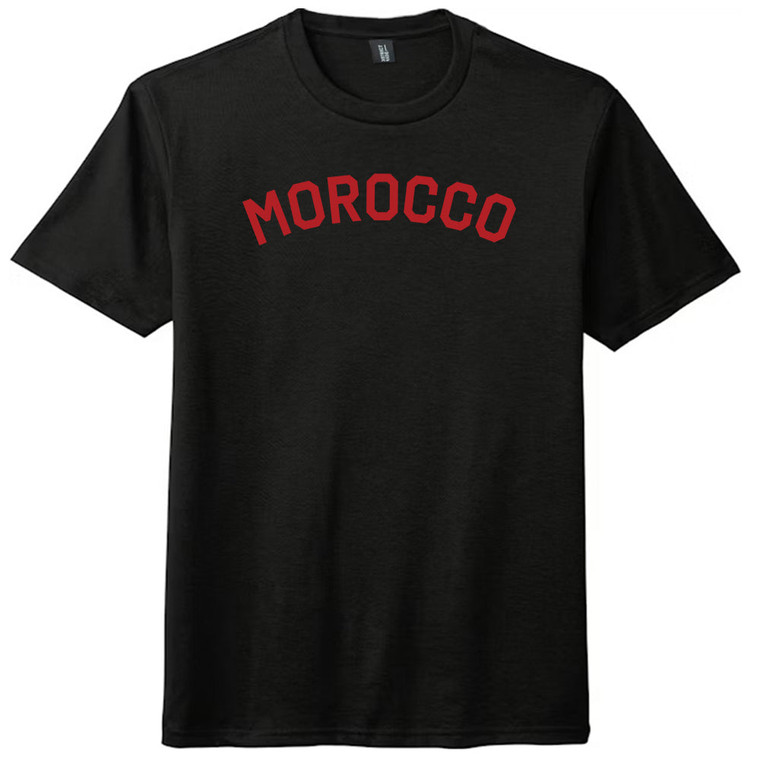 Morocco Country Name Mens Tri-Blend DTG T-shirt - Black Solid