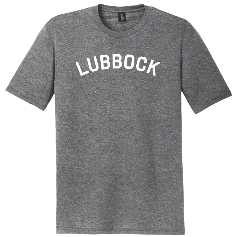 Lubbock Text White Font Mens Tri-Blend DTG T-shirt - Grey Heather