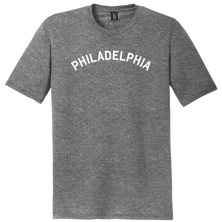 Philadelphia Text White Font Mens Tri-Blend DTG T-shirt - Grey Heather