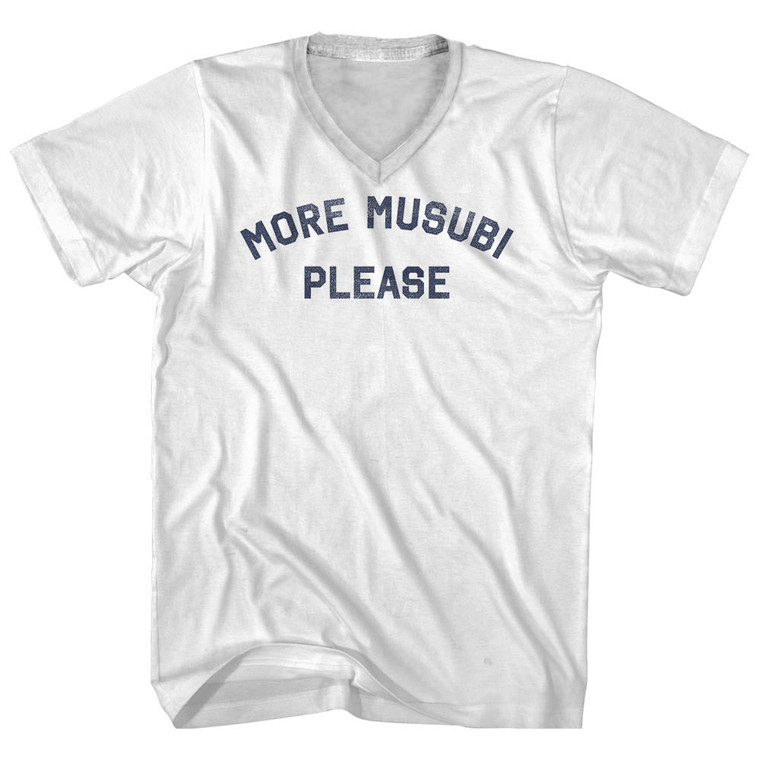 More Musubi Please Adult Cotton V-neck T-shirt - White
