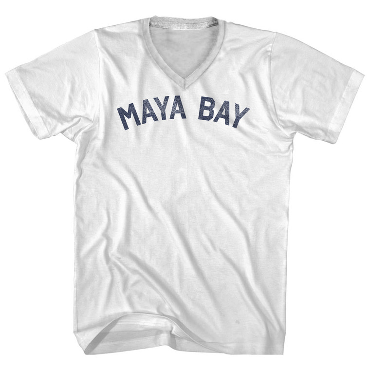 Maya Bay Adult Cotton V-neck T-shirt - White