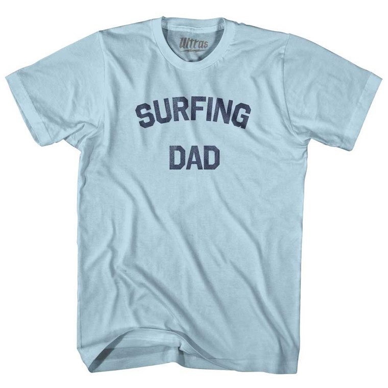 Surfing Dad Adult Cotton T-shirt - Light Blue