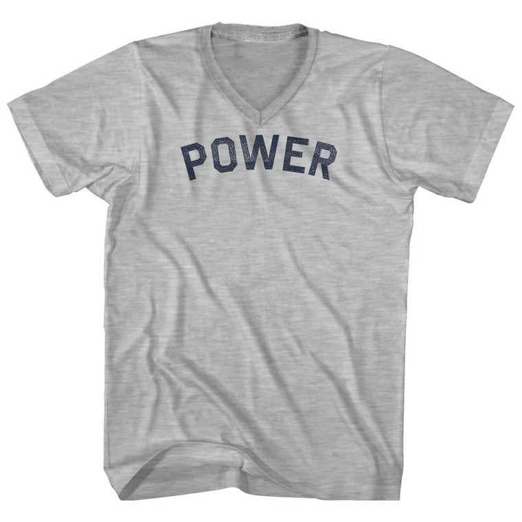 Power Adult Cotton V-neck T-shirt - Grey Heather