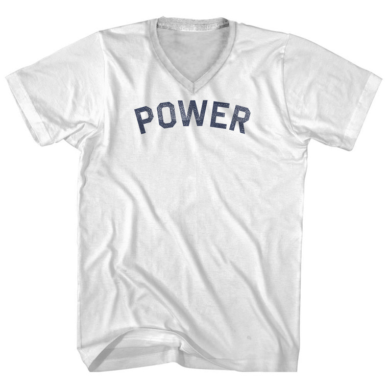 Power Adult Cotton V-neck T-shirt - White