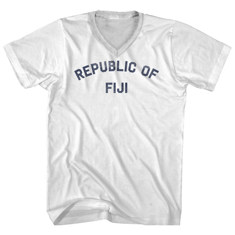Republic of Fiji Adult Cotton V-neck T-shirt - White