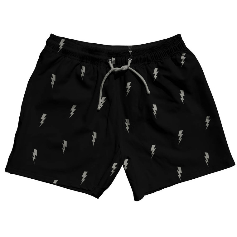 Black and Grey Lightning Volt Swim Shorts 5" Inseam - Size Large - Final Sale - MS