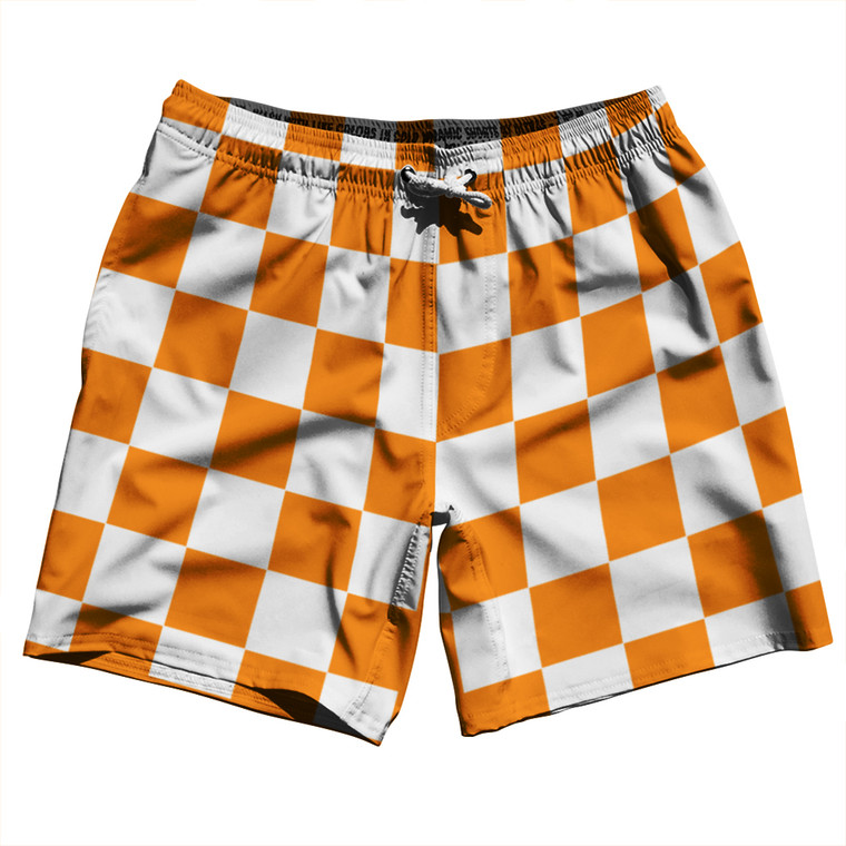 Orange and White Checkerboard Swim Shorts 7.5" Inseam - 2X - Final Sale - MS
