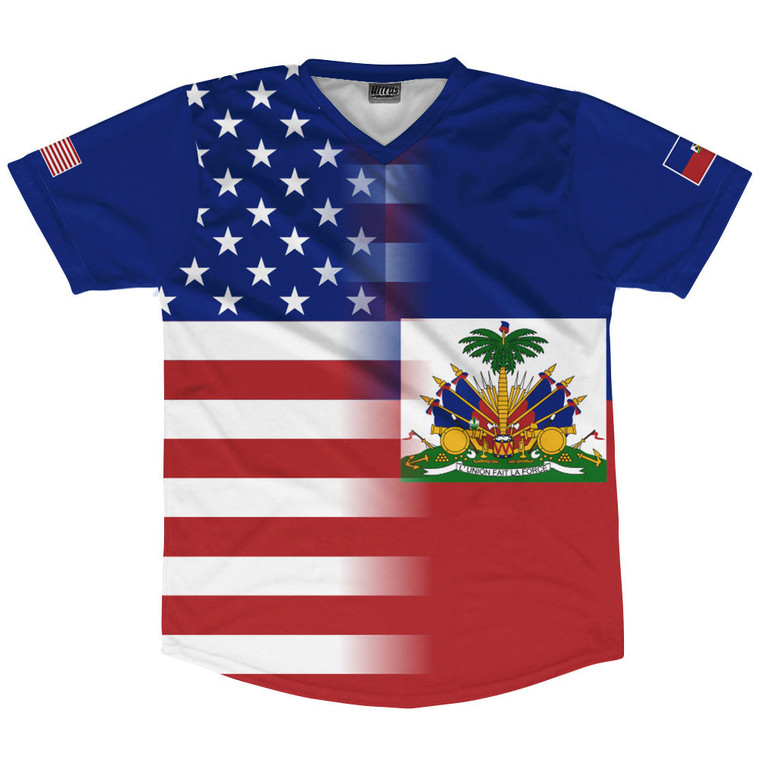 American Flag And Haiti Flag Combination Soccer Jersey - Youth Large - Final Sale - MT