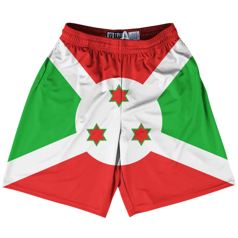 Burundi Country Flag Lacrosse Shorts Made In USA - Burundi Flag Color