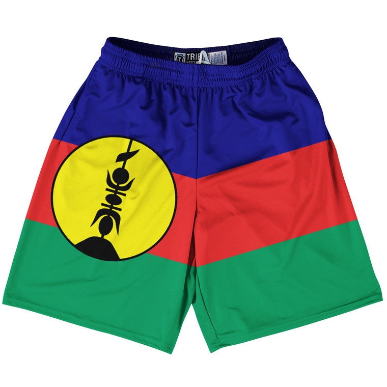 New Caledonia Country Flag Lacrosse Shorts Made In USA - New Caledonia Flag Color