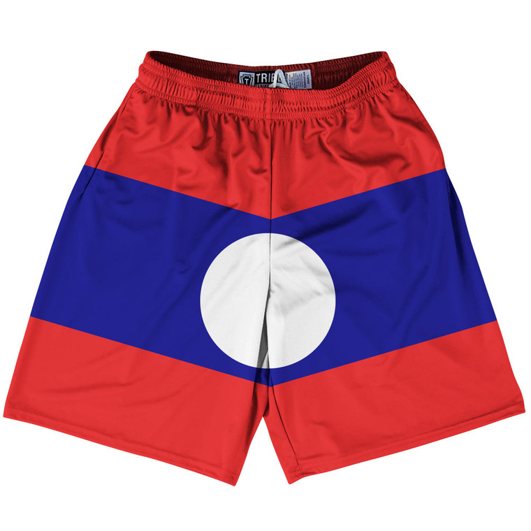 Laos Country Flag Lacrosse Shorts Made In USA - Laos Flag Color