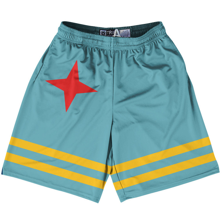 Aruba Country Flag Lacrosse Shorts Made In USA - Aruba Flag Color