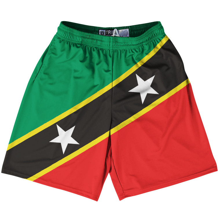 Saint Kitts And Nevis Country Flag Lacrosse Shorts Made In USA - Saint Kitts And Nevis Flag Color