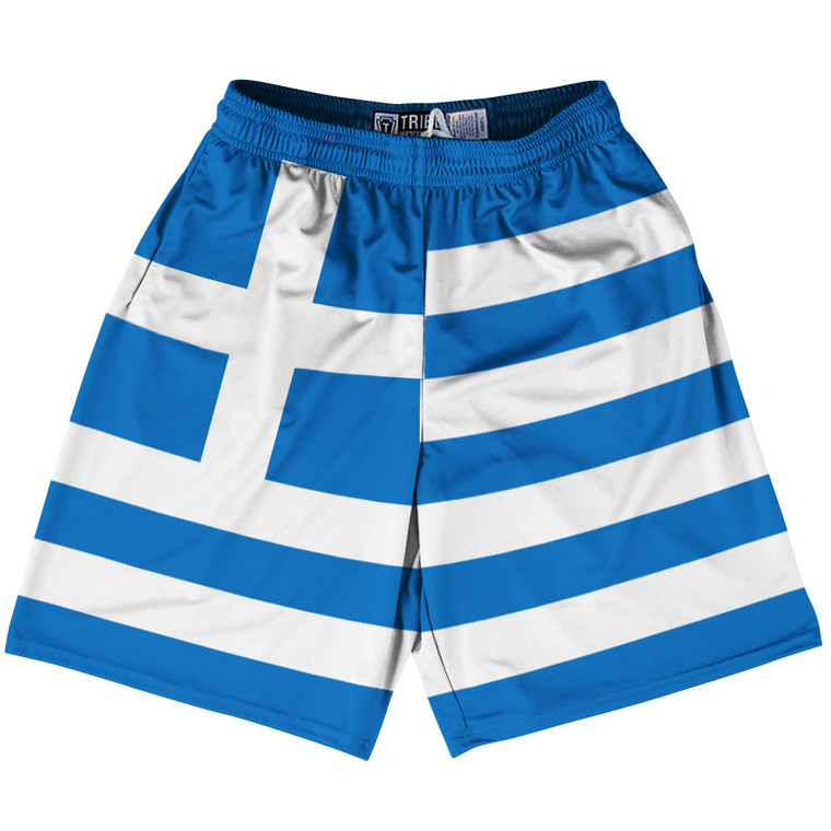 Greece Country Flag Lacrosse Shorts Made In USA - Greece Flag Color