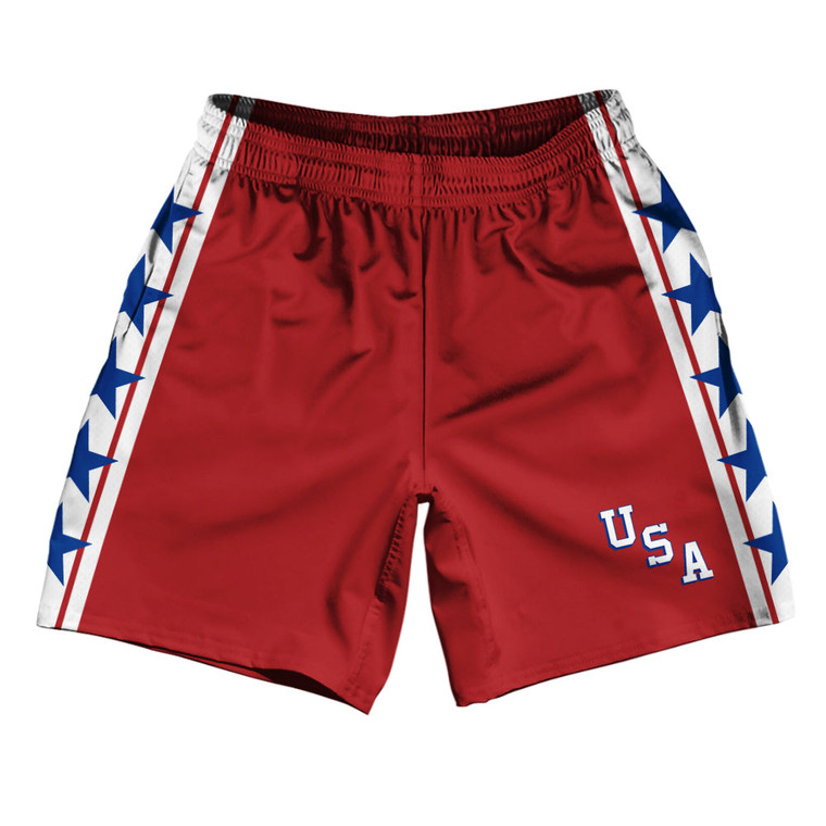 USA Miracle Red Athletic Running Fitness Exercise Shorts 7" Inseam Shorts - Red