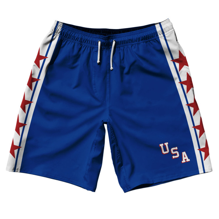 USA Miracle Blue Royal Dull 10" Swim Shorts - Royal Blue