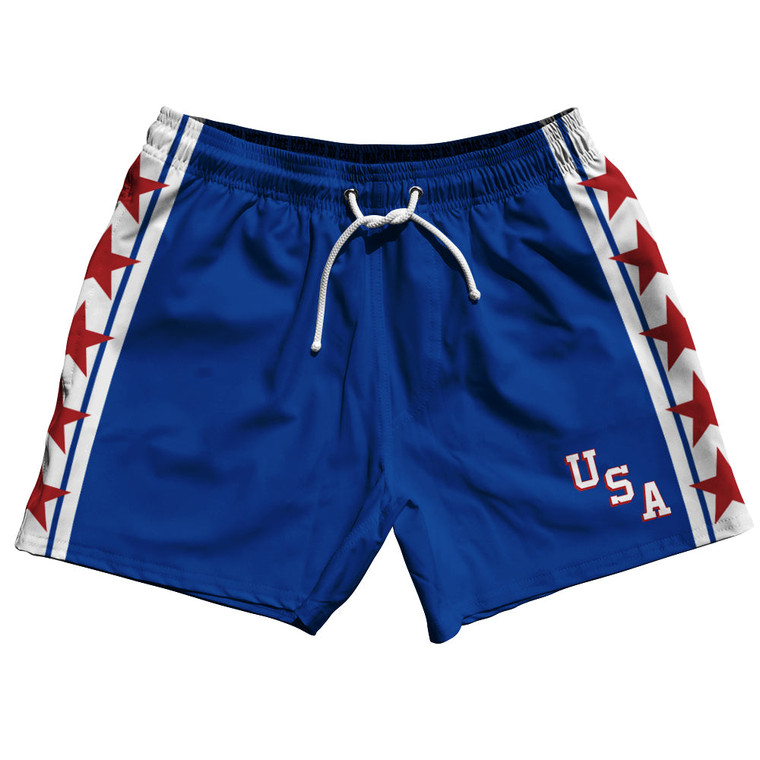 USA Miracle Blue Royal Dull 5" Swim Shorts - Royal Blue