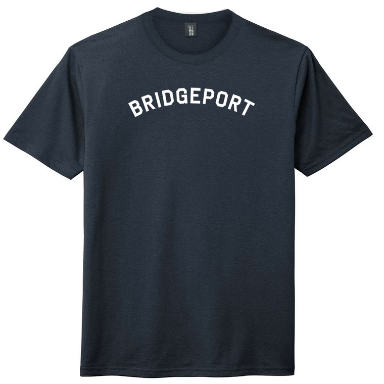 Bridgeport Text White Font Mens Tri-Blend DTG T-shirt - Navy Blue Solid