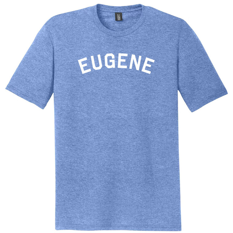 Eugene Text White Font Mens Tri-Blend DTG T-shirt - Blue Heather
