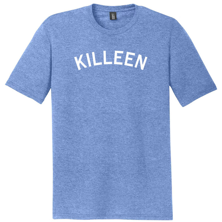Killeen Text White Font Mens Tri-Blend DTG T-shirt - Blue Heather