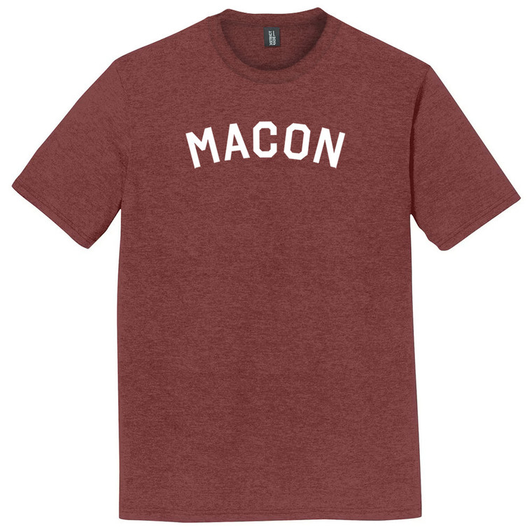 Macon Text White Font Mens Tri-Blend DTG T-shirt - Maroon Heather