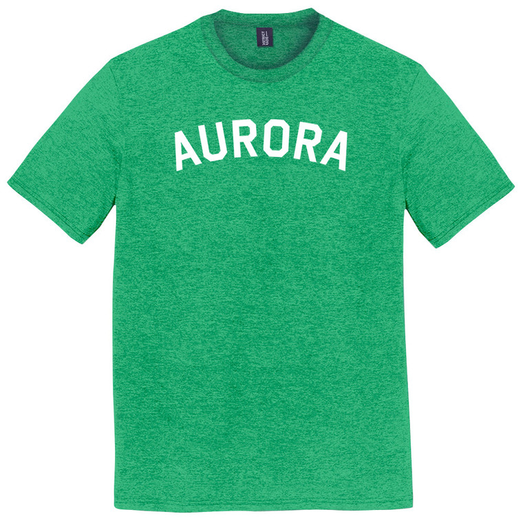 Aurora Text White Font Mens Tri-Blend DTG T-shirt - Green Kelly