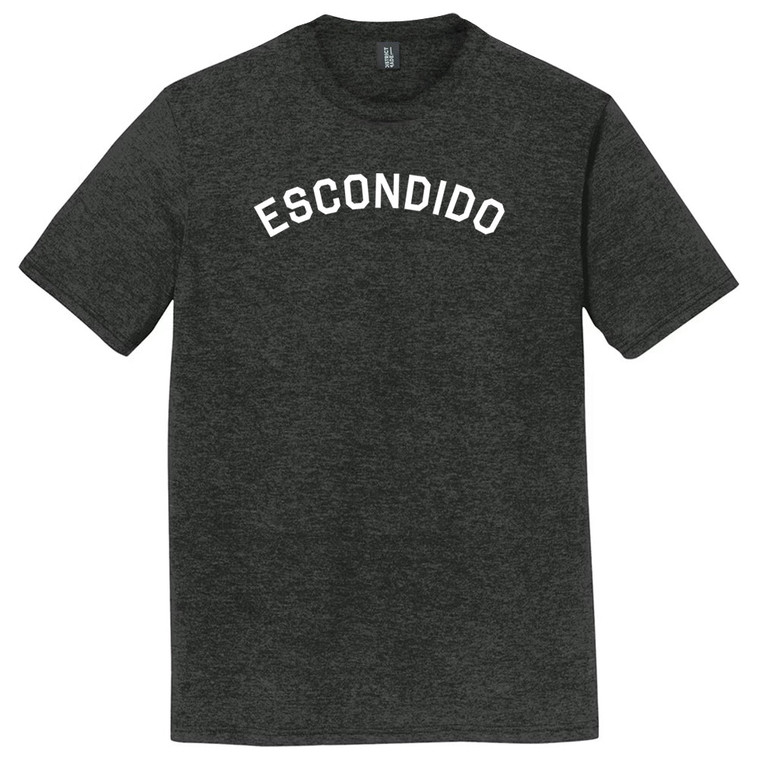 Escondido Text White Font Mens Tri-Blend DTG T-shirt - Black Heather