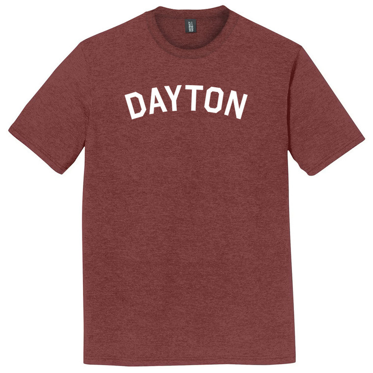 Dayton Text White Font Mens Tri-Blend DTG T-shirt - Maroon Heather