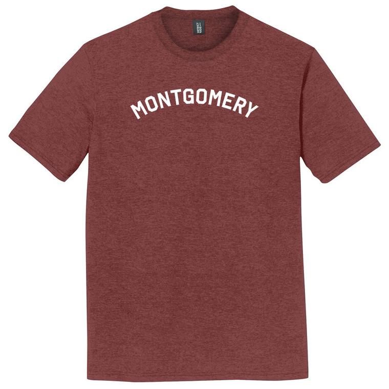 Montgomery Text White Font Mens Tri-Blend DTG T-shirt - Maroon Heather
