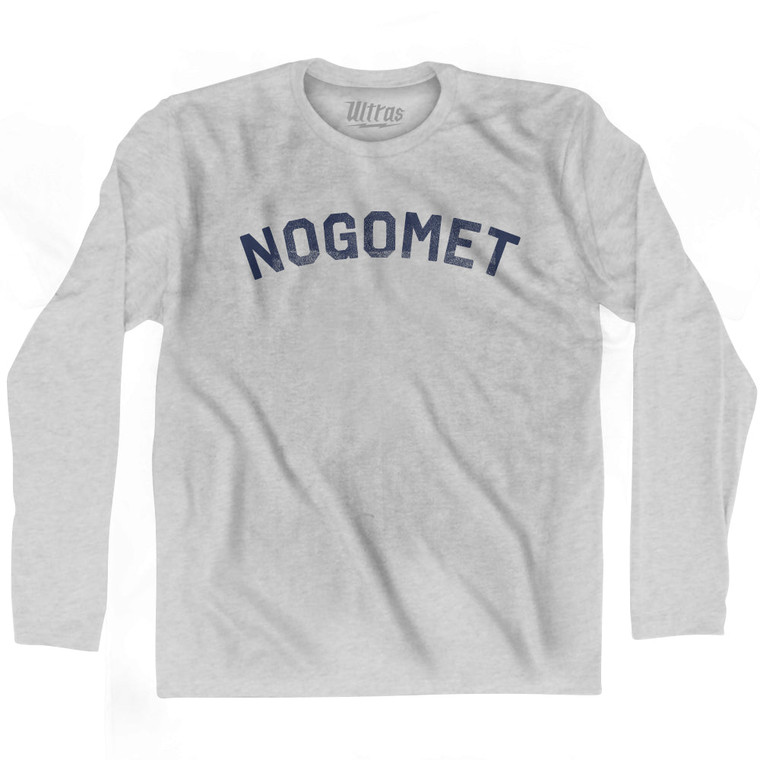 Croatian Nogomet Soccer Adult Cotton Long Sleeve T-shirt - Grey Heather