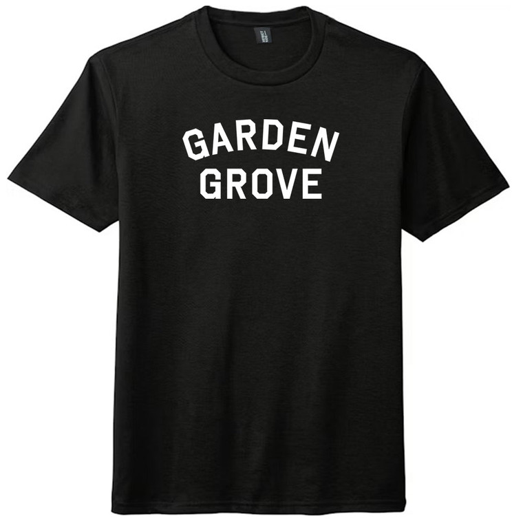 Garden Grove Text White Font Mens Tri-Blend DTG T-shirt - Black Solid