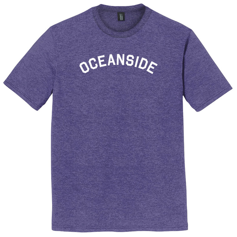Oceanside Text White Font Mens Tri-Blend DTG T-shirt - Purple Heather