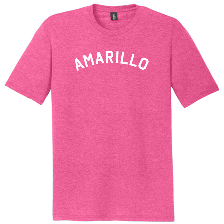 Amarillo Text White Font Mens Tri-Blend DTG T-shirt - Fuchsia Heather