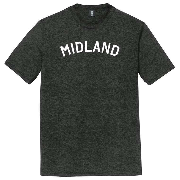 Midland Text White Font Mens Tri-Blend DTG T-shirt - Black Heather