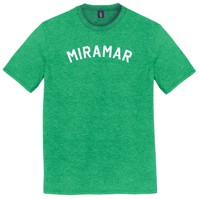 Miramar Text White Font Mens Tri-Blend DTG T-shirt - Green Kelly