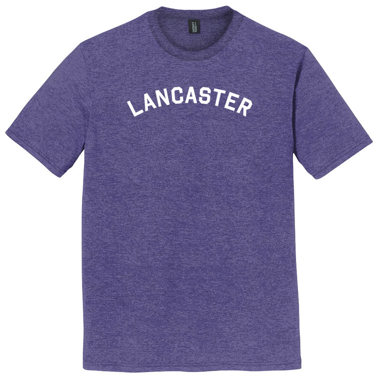 Lancaster Text White Font Mens Tri-Blend DTG T-shirt - Purple Heather