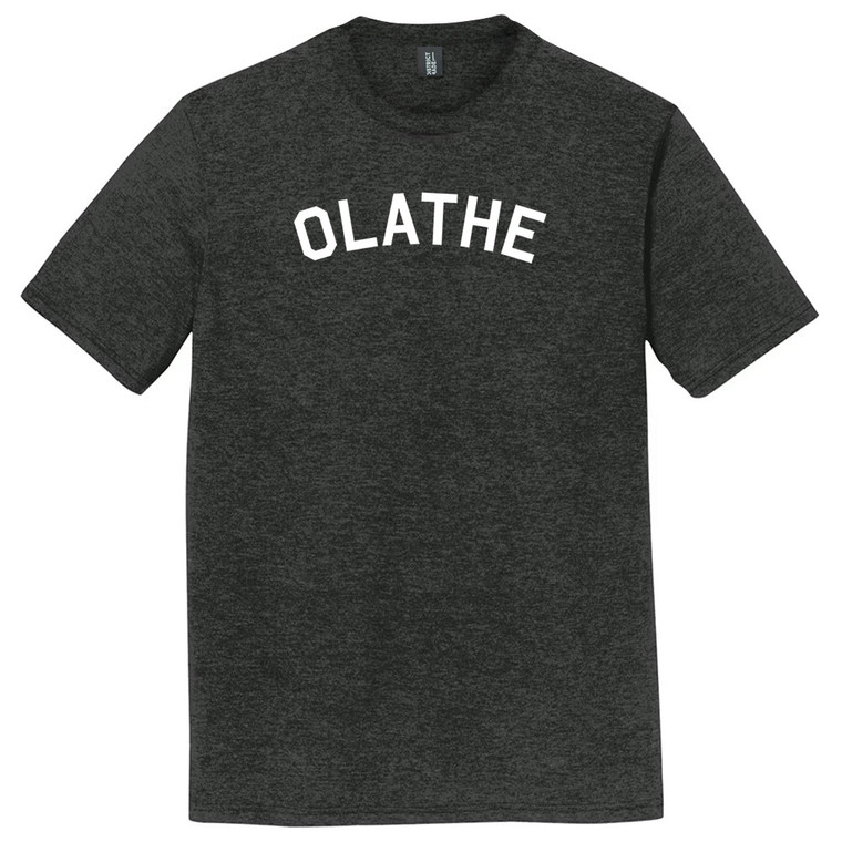 Olathe Text White Font Mens Tri-Blend DTG T-shirt - Black Heather