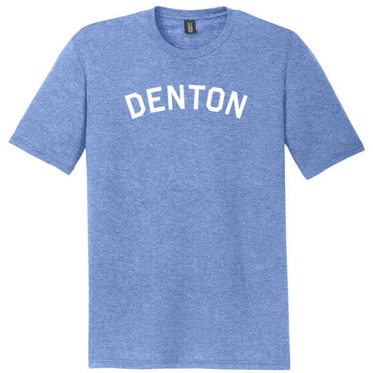 Denton Text White Font Mens Tri-Blend DTG T-shirt - Blue Heather