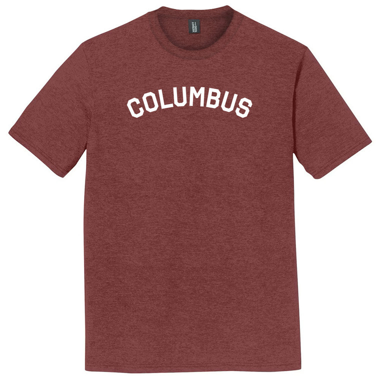 Columbus Text White Font Mens Tri-Blend DTG T-shirt - Maroon Heather