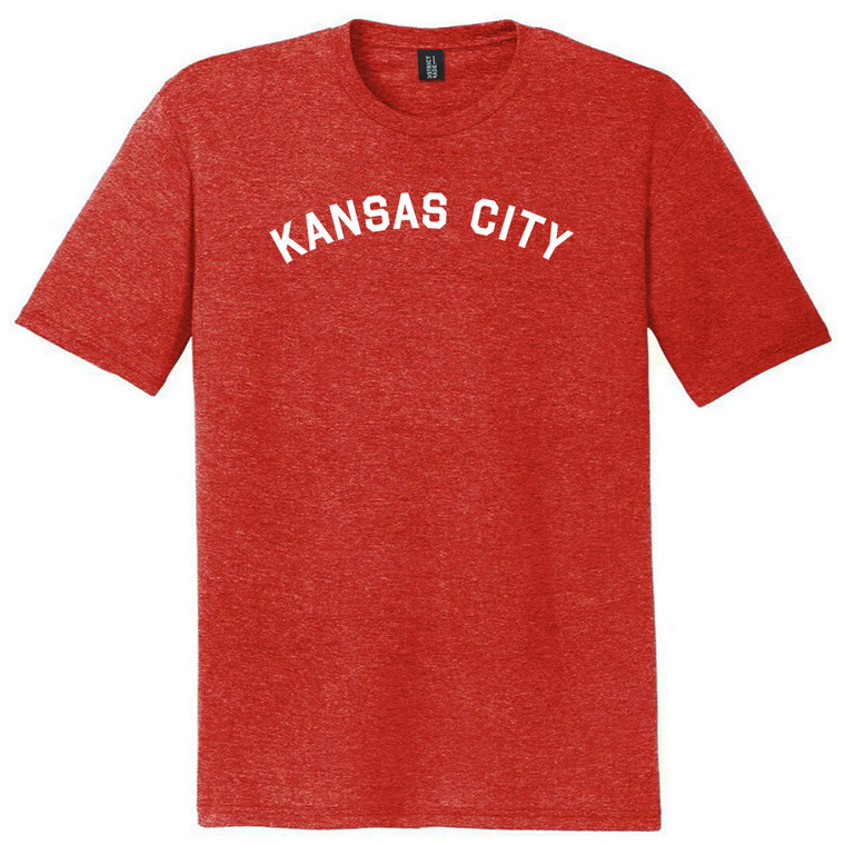 Kansas City Text White Font Mens Mens Tri-Blend DTG T-shirt - Red Heather