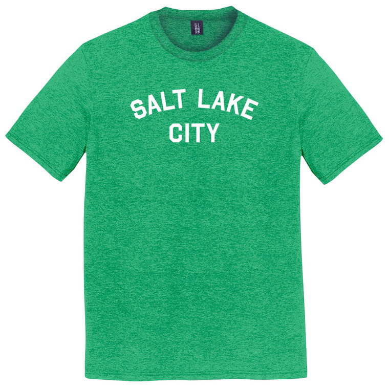Salt Lake City Text White Font Mens Tri-Blend DTG T-shirt - Green Kelly